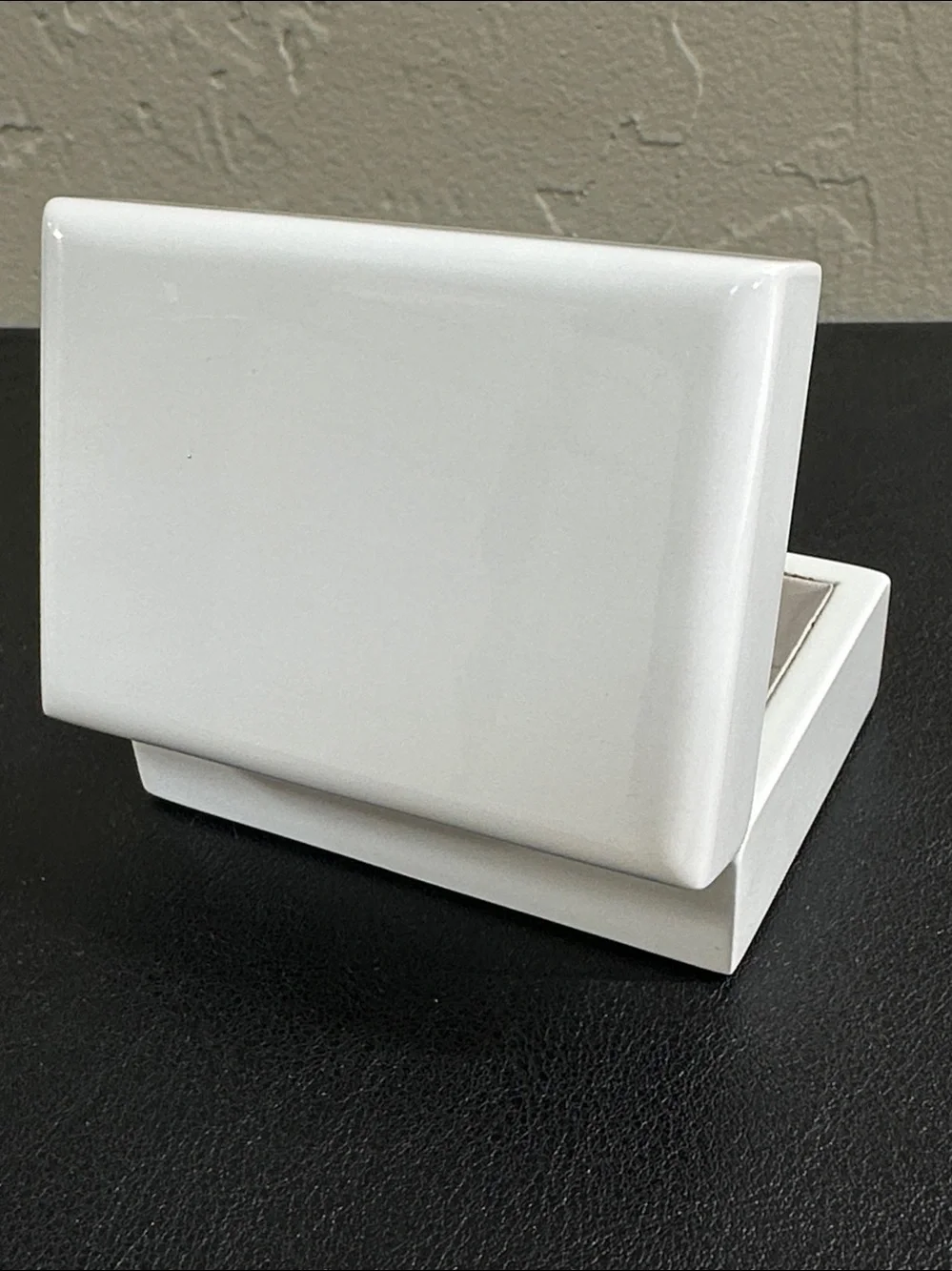 Premium White Lacquered Wooden Double Ring Box • Ring Bearer Box